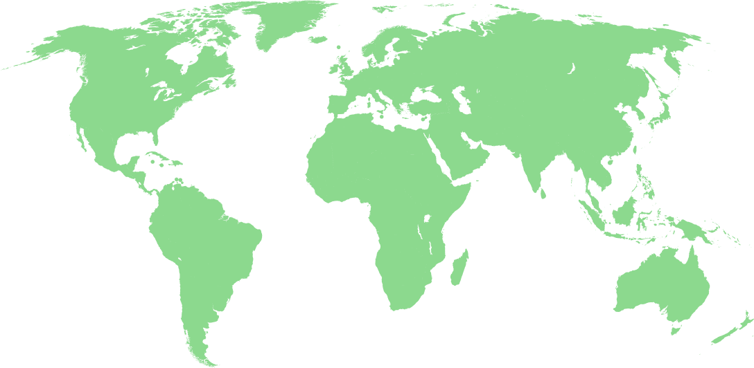 Worldmap shown in lightgreen color.
